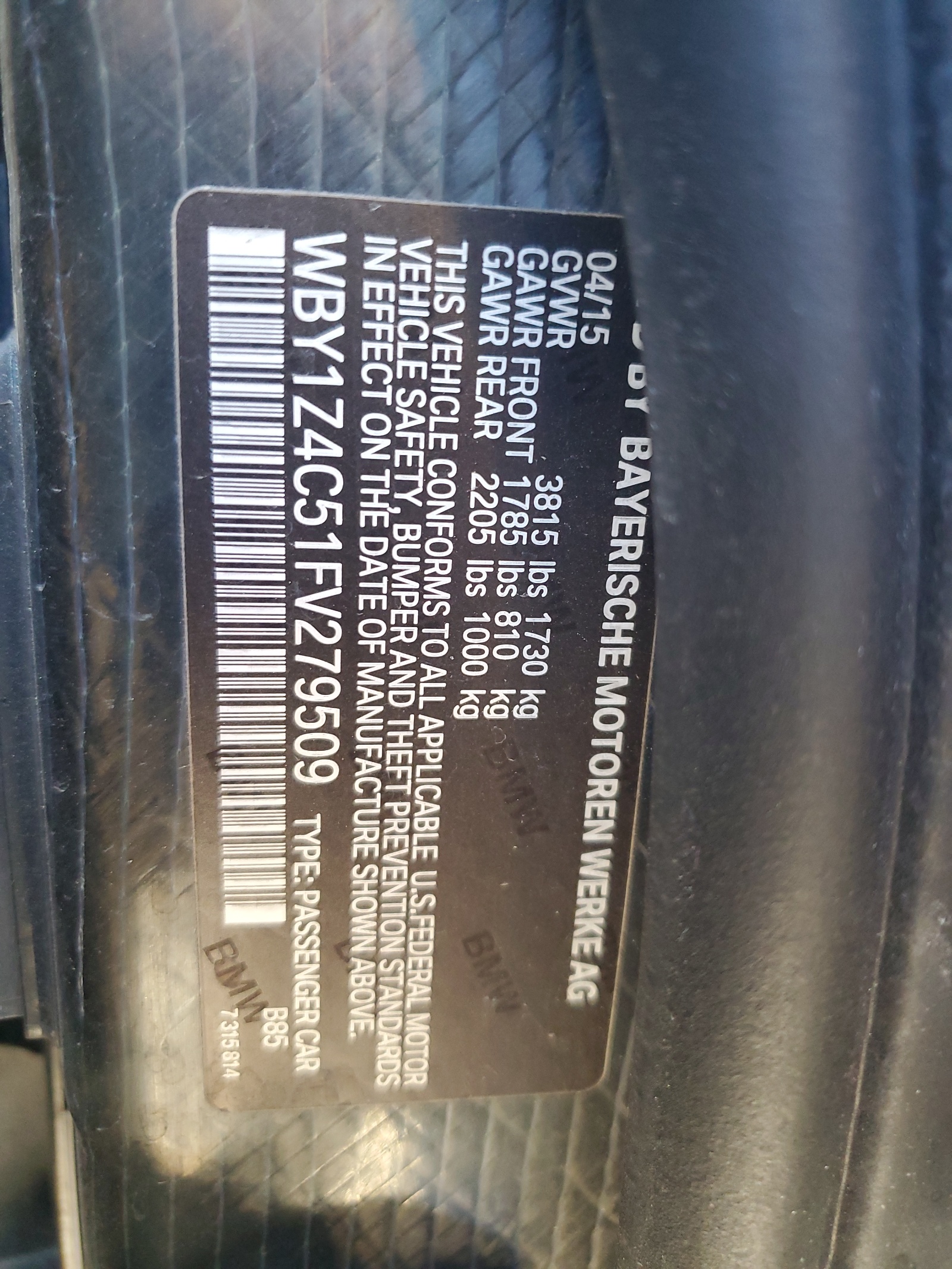 WBY1Z4C51FV279509 2015 BMW I3 Rex