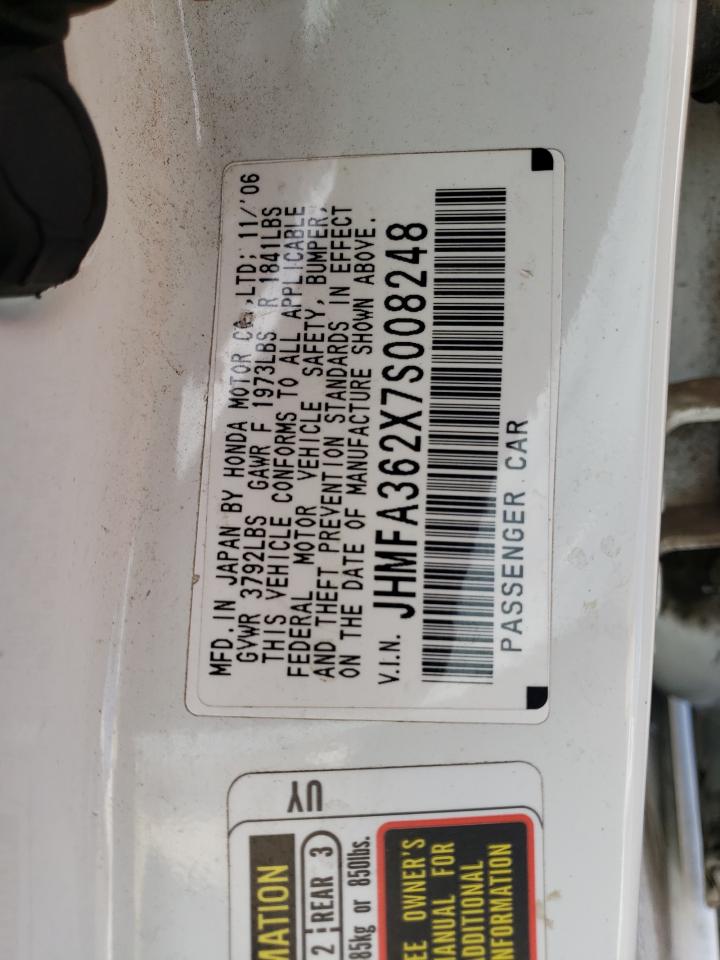 2007 Honda Civic Hybrid VIN: JHMFA362X7S008248 Lot: 59294714