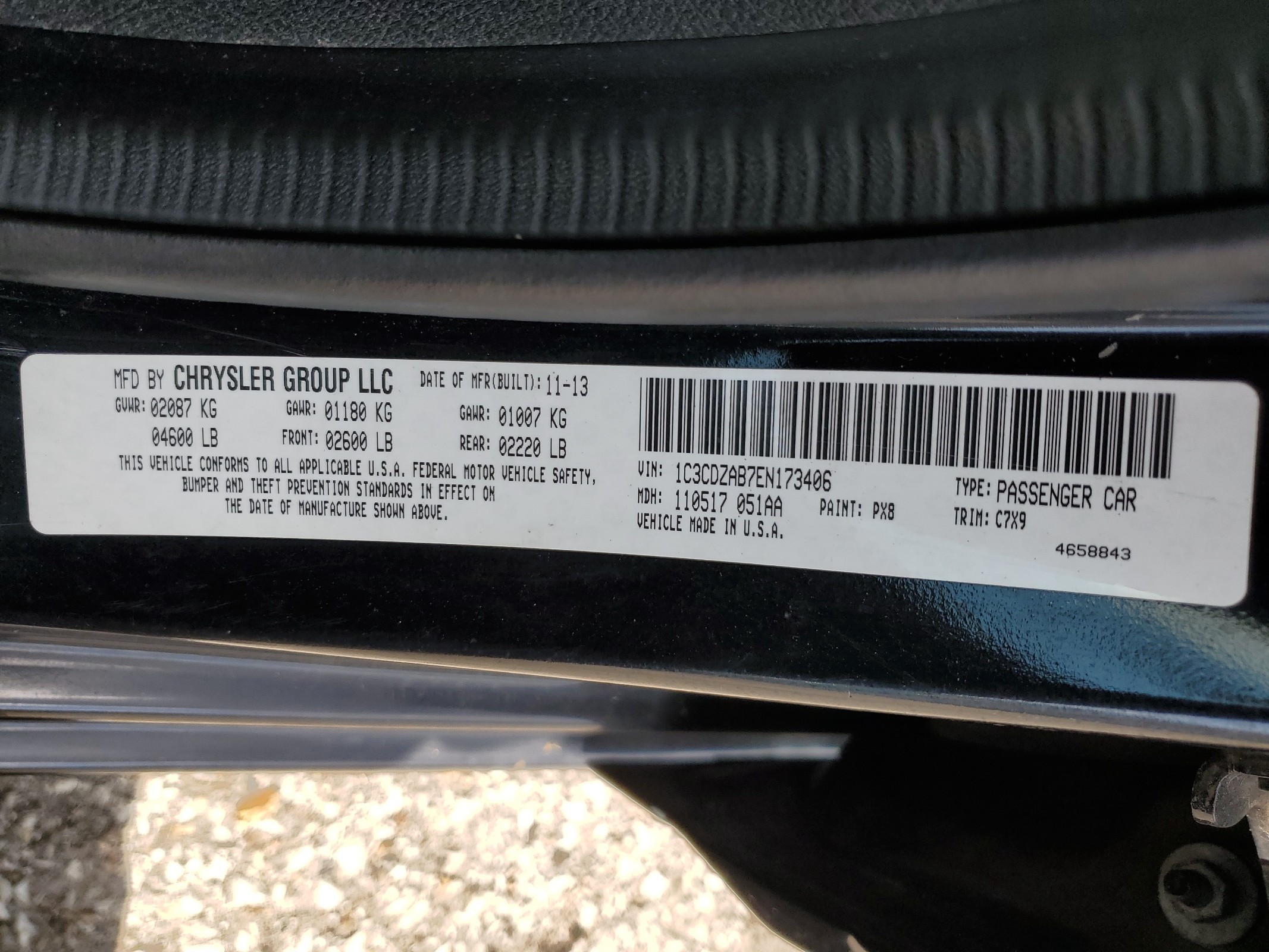 1C3CDZAB7EN173406 2014 Dodge Avenger Se