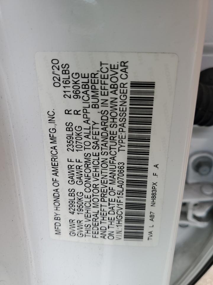 1HGCV1F15LA070663 2020 Honda Accord Lx