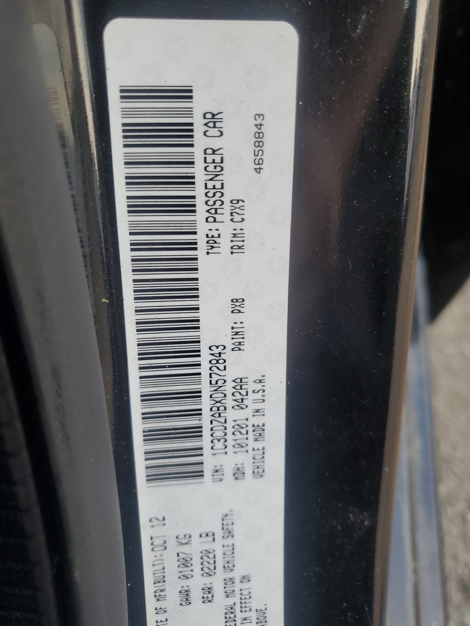 1C3CDZABXDN572843 2013 Dodge Avenger Se