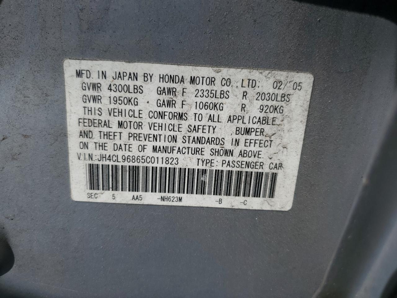 JH4CL96865C011823 2005 Acura Tsx