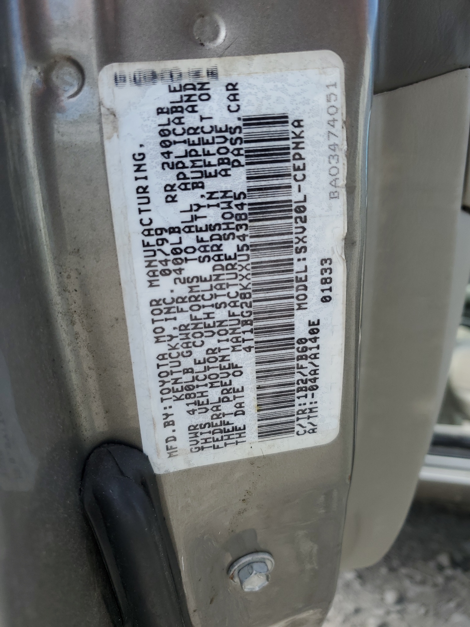 4T1BG28KXXU543845 1999 Toyota Camry Ce