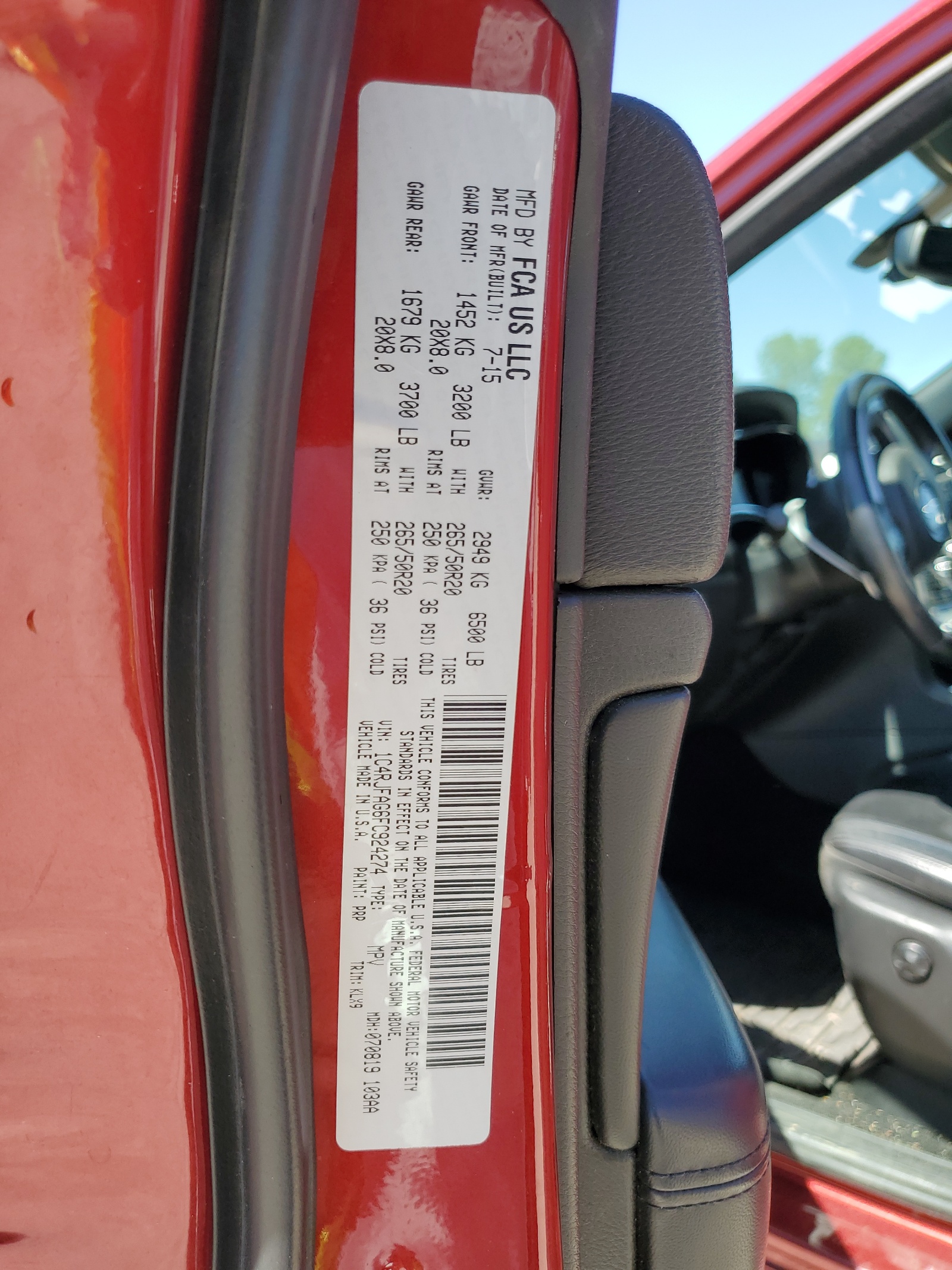 1C4RJFAG6FC924274 2015 Jeep Grand Cherokee Laredo