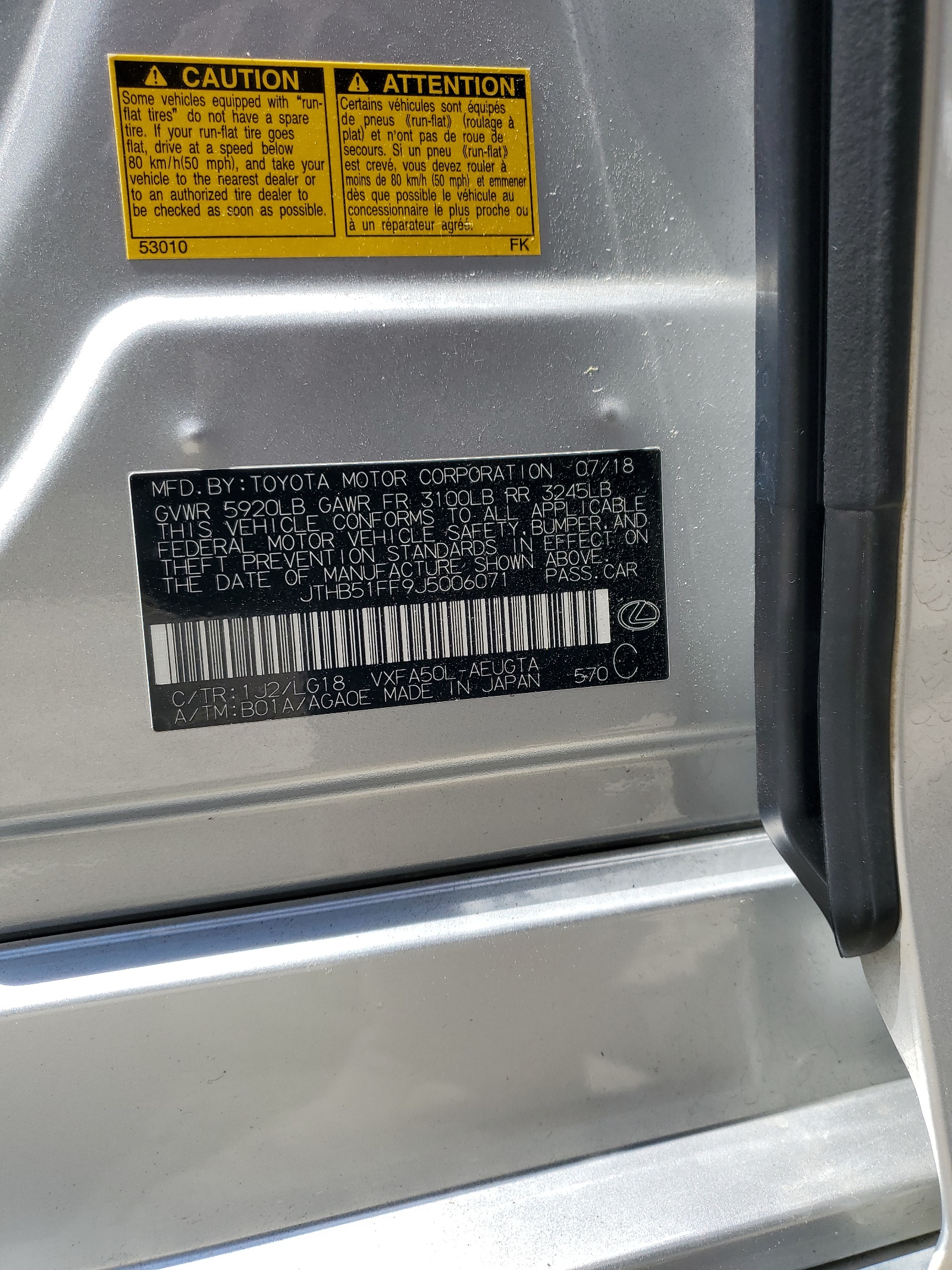 JTHB51FF9J5006071 2018 Lexus Ls 500 Base