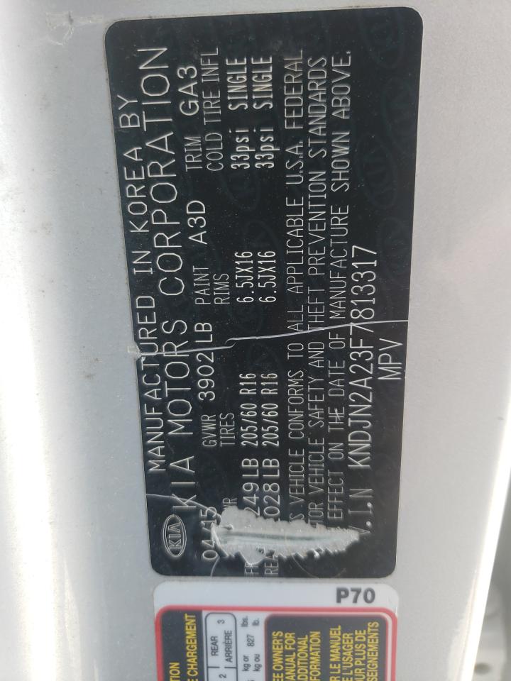 2015 Kia Soul VIN: KNDJN2A23F7813317 Lot: 57979674