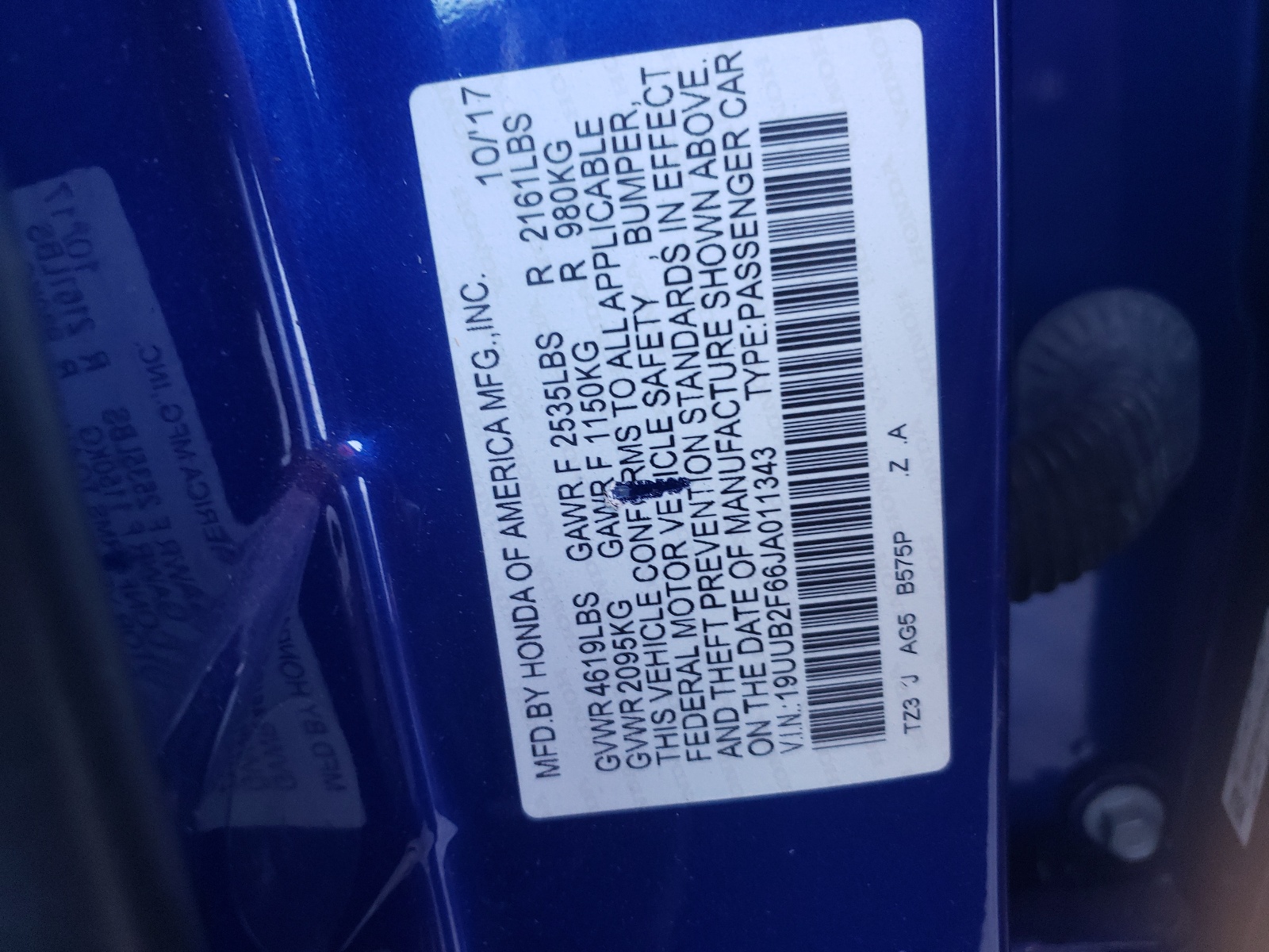 19UUB2F66JA011343 2018 Acura Tlx Tech+A