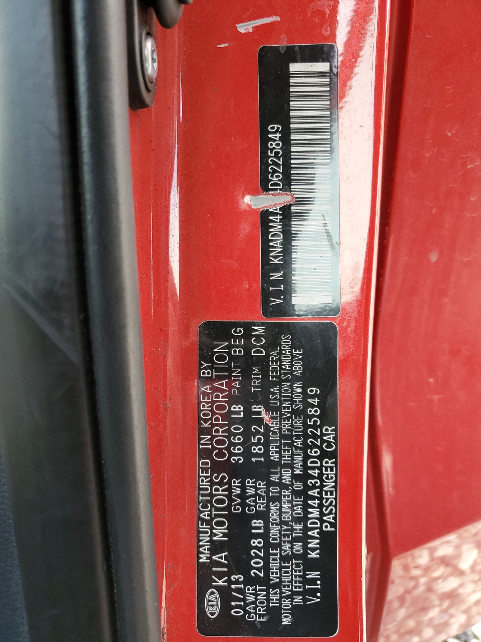 KNADM4A34D6225849 2013 Kia Rio Lx