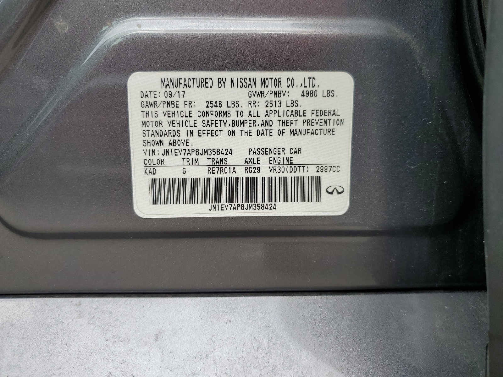 JN1EV7AP8JM358424 2018 Infiniti Q50 Luxe