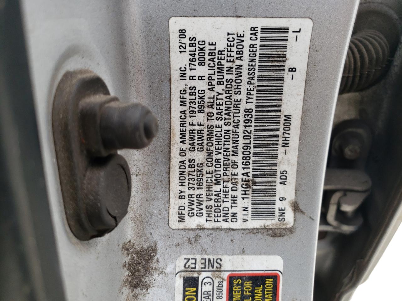 2009 Honda Civic Ex VIN: 1HGFA16809L021938 Lot: 59869204