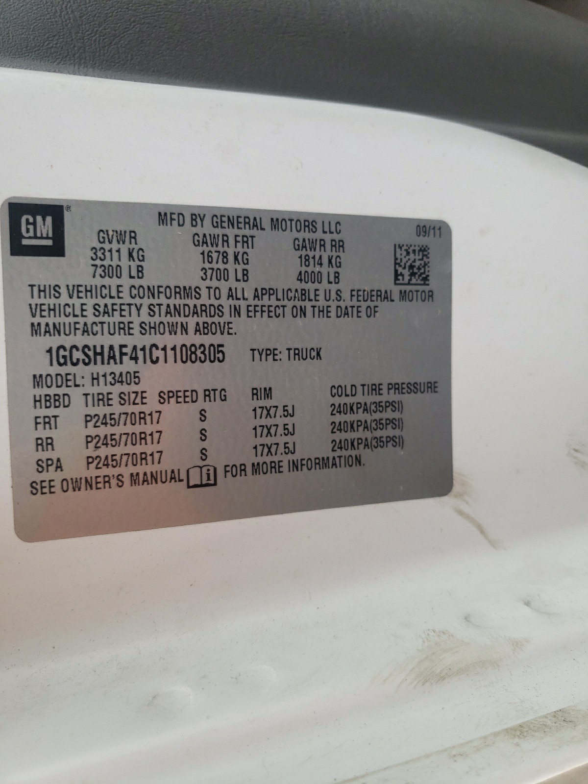 1GCSHAF41C1108305 2012 Chevrolet Express G1500