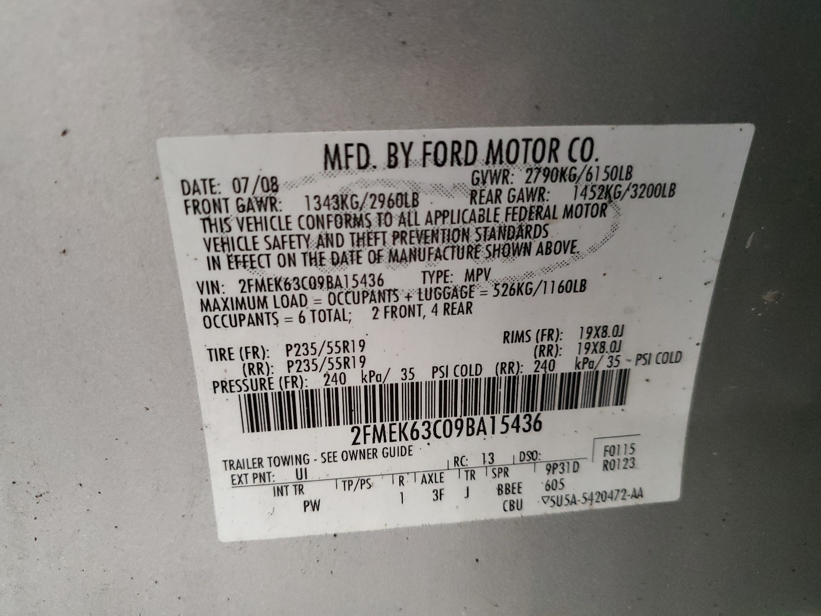 2FMEK63C09BA15436 2009 Ford Flex Limited