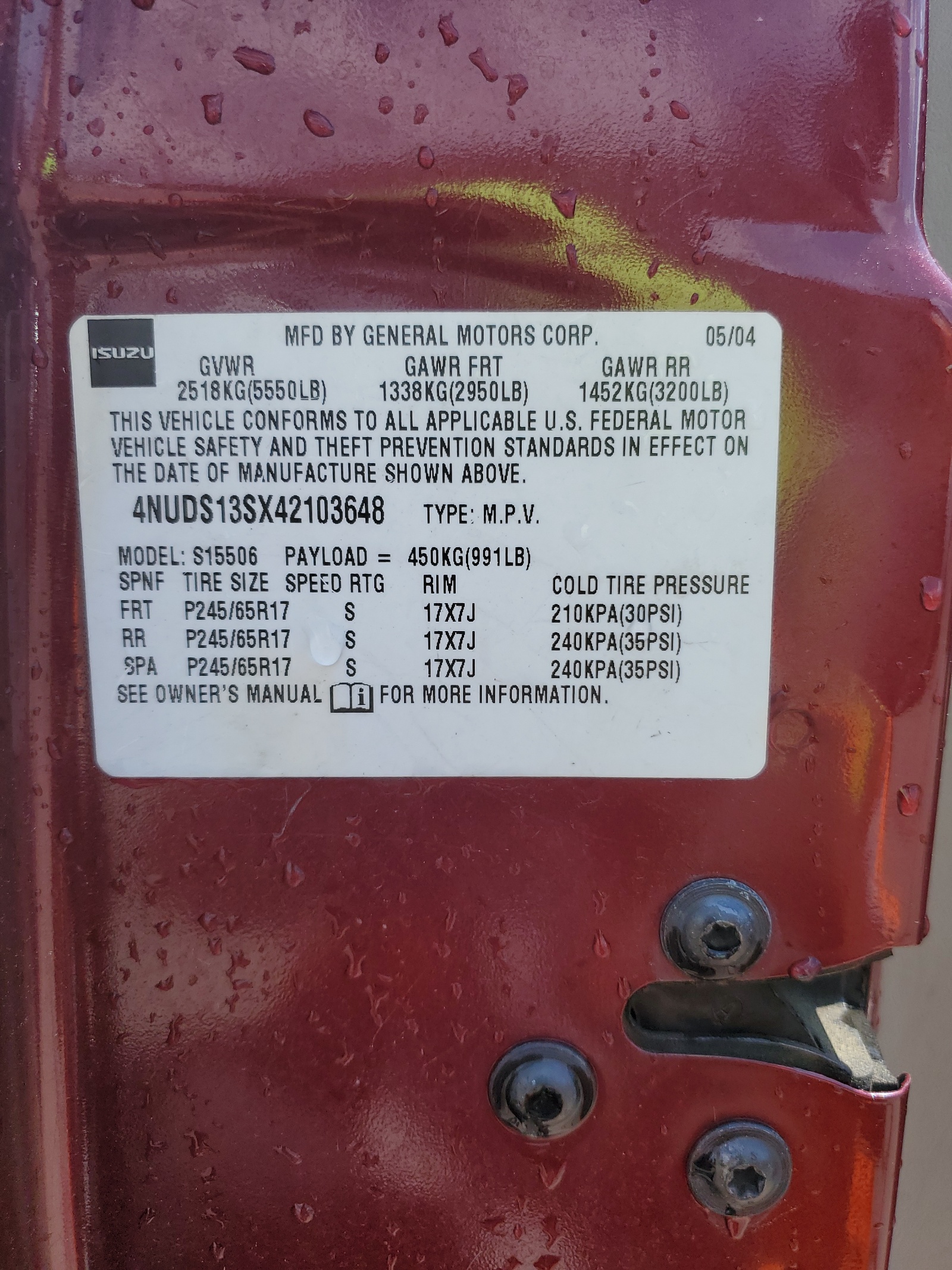 4NUDS13SX42103648 2004 Isuzu Ascender S