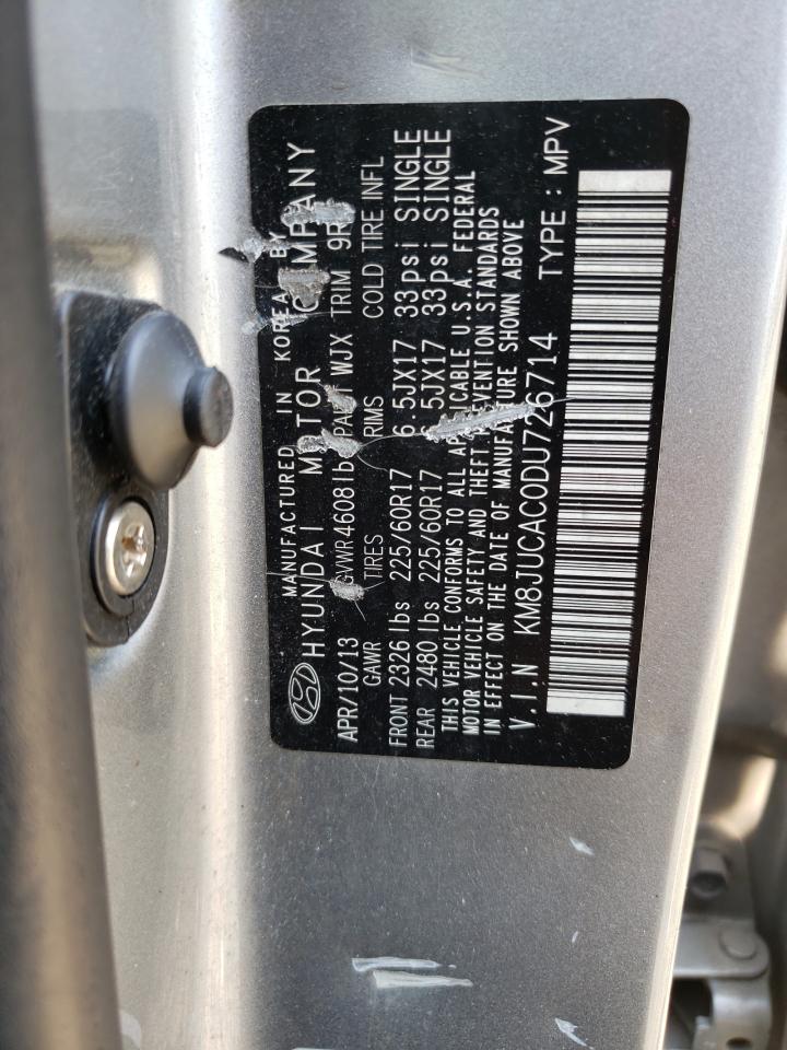 2013 Hyundai Tucson Gls VIN: KM8JUCAC0DU726714 Lot: 59027124