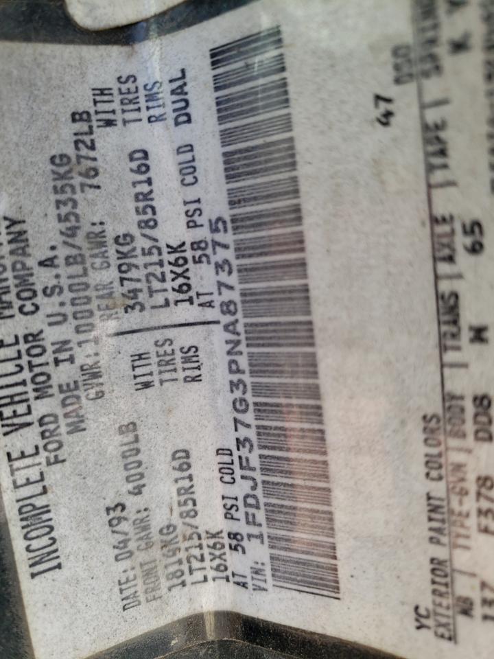 1993 Ford F350 VIN: 1FDJF37G3PNA87375 Lot: 57910984