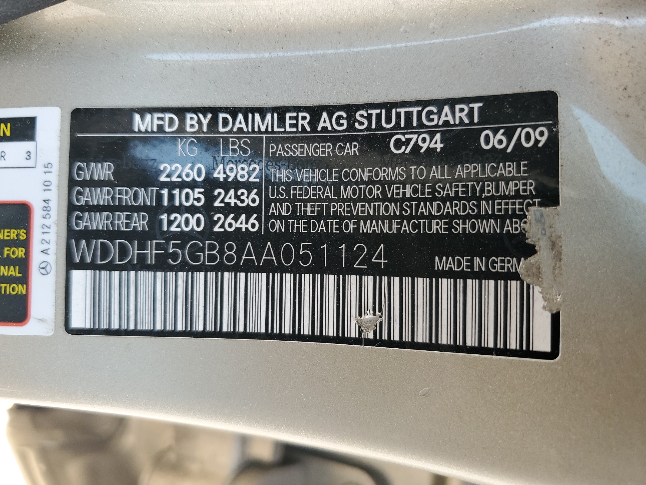 WDDHF5GB8AA051124 2010 Mercedes-Benz E 350