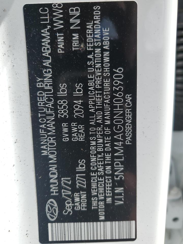 2022 Hyundai Elantra Sel VIN: 5NPLM4AG0NH063906 Lot: 58295634