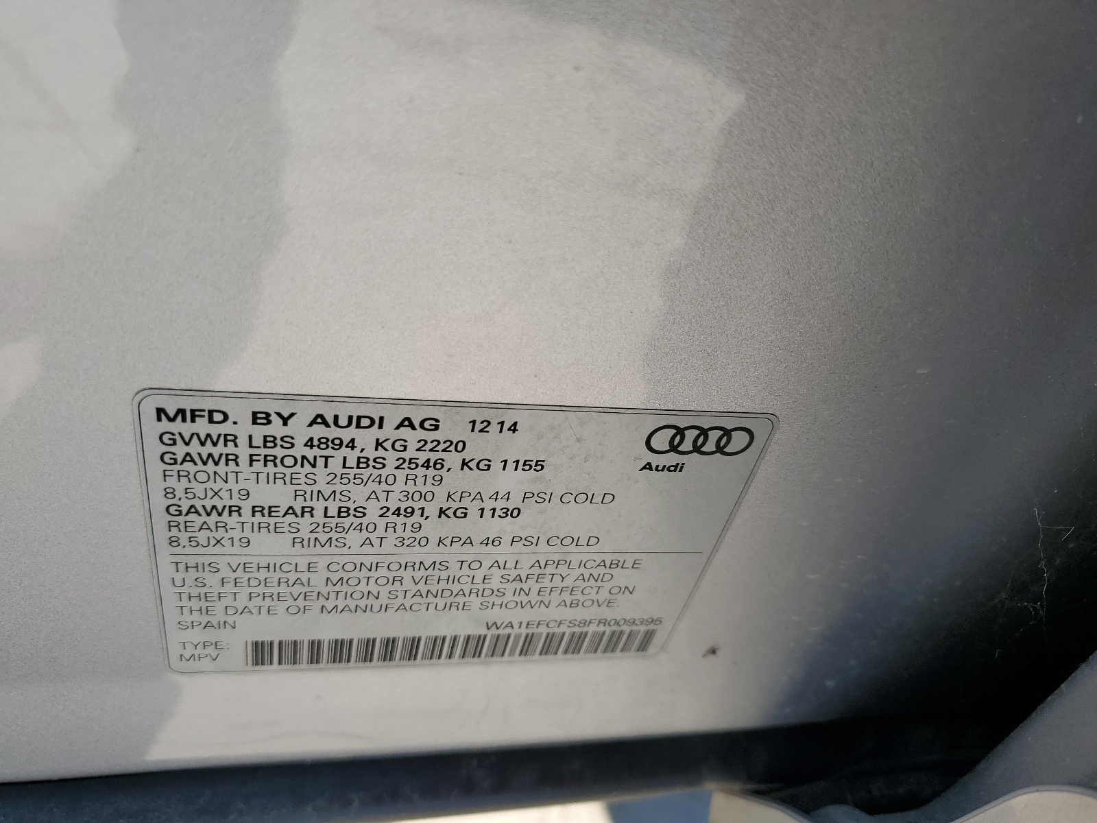 WA1EFCFS8FR009395 2015 Audi Q3 Premium Plus