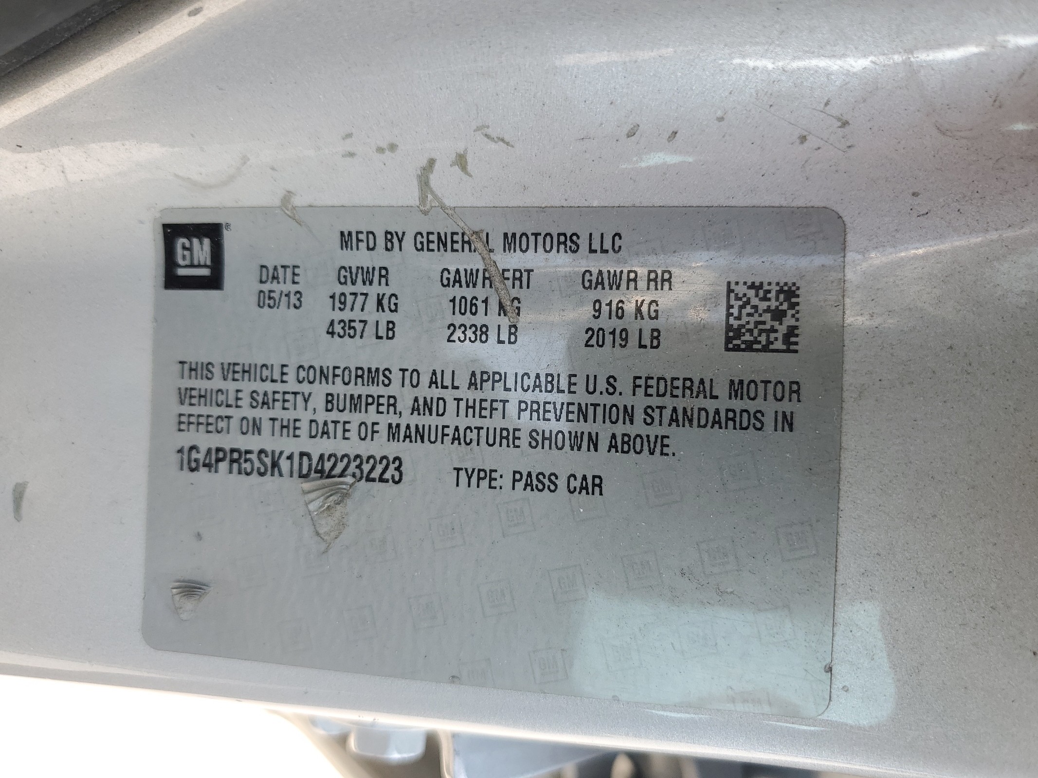 1G4PR5SK1D4223223 2013 Buick Verano Convenience