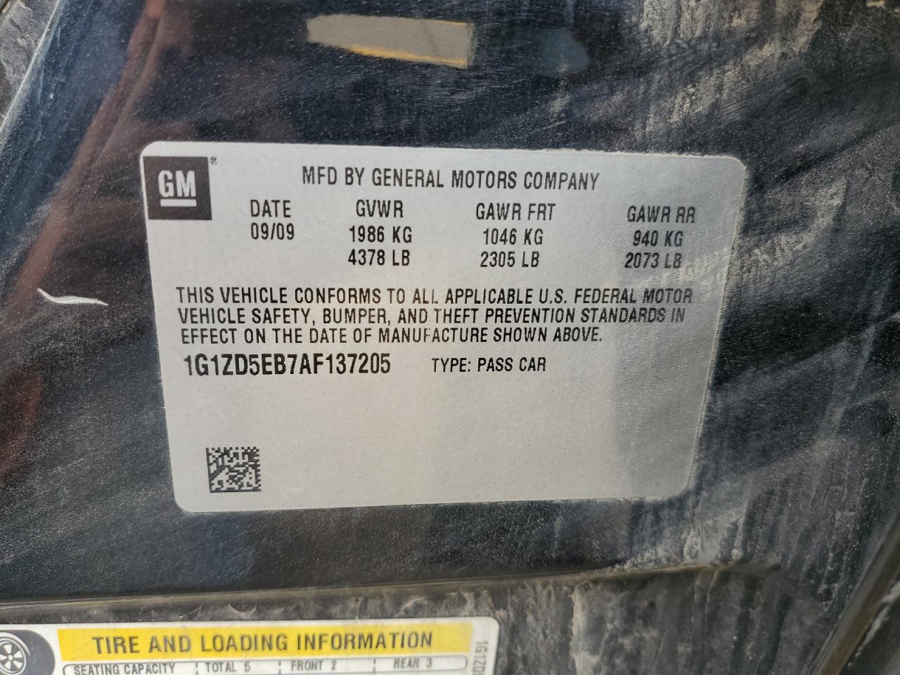 2010 Chevrolet Malibu 2Lt VIN: 1G1ZD5EB7AF137205 Lot: 58276494