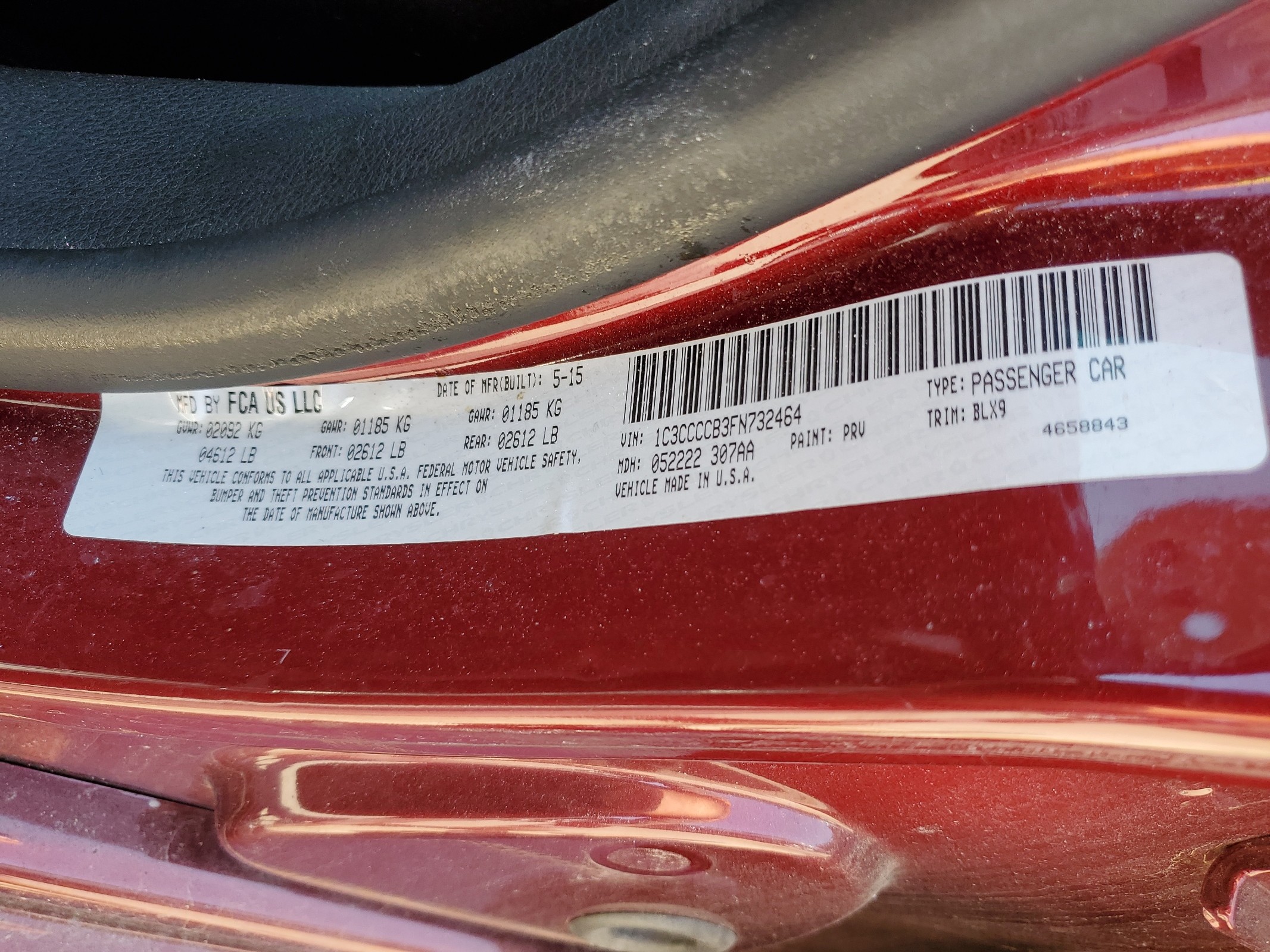 1C3CCCCB3FN732464 2015 Chrysler 200 C