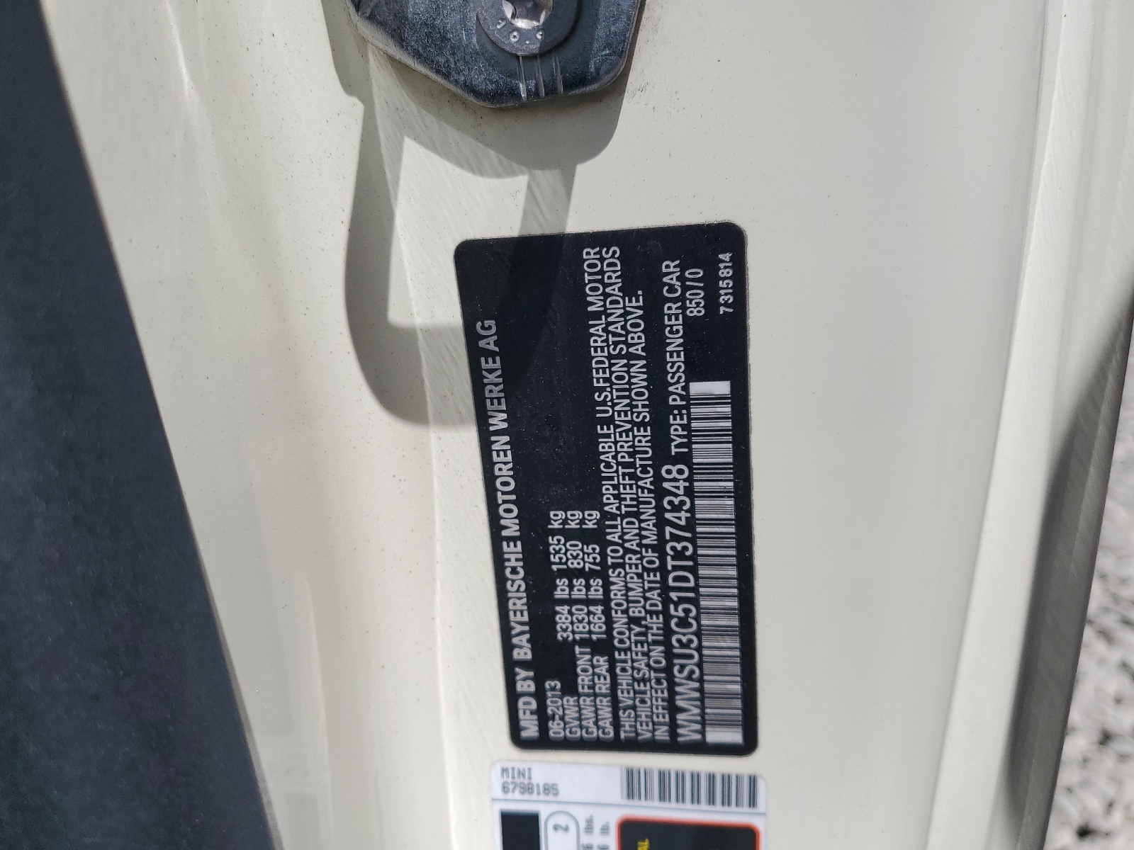 WMWSU3C51DT374348 2013 Mini Cooper