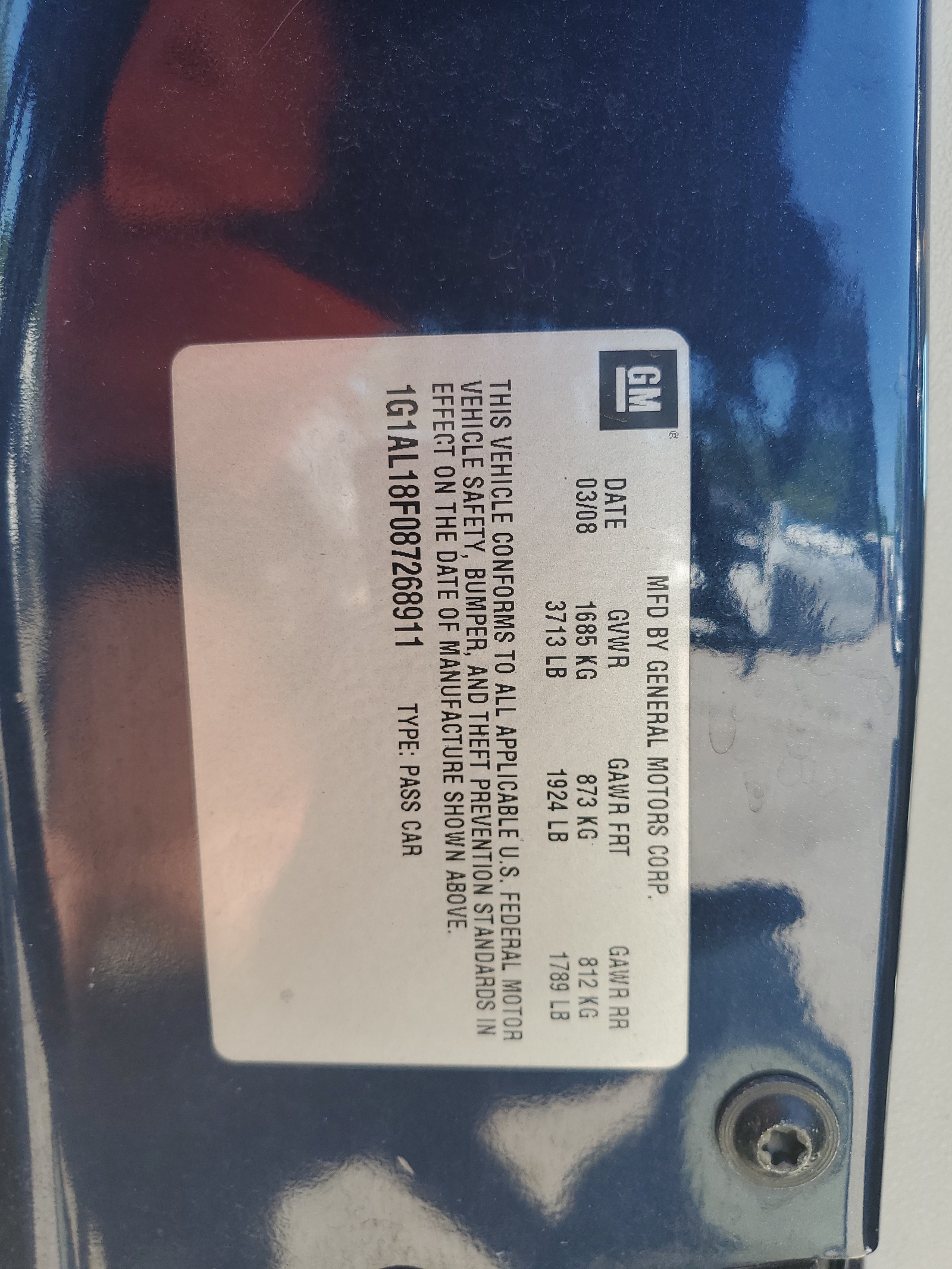 1G1AL18F087268911 2008 Chevrolet Cobalt Lt