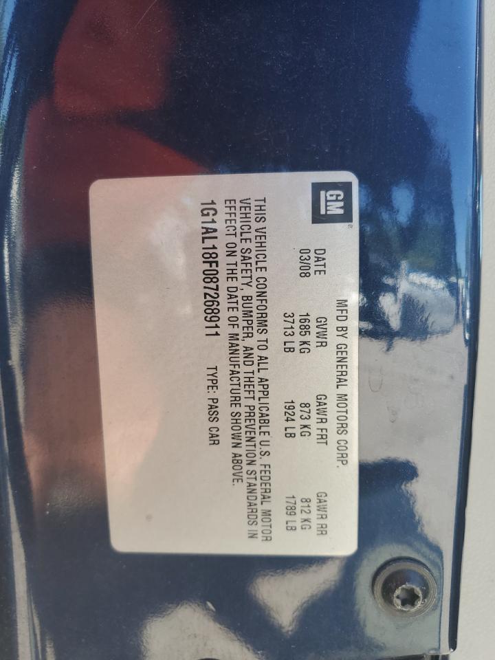 2008 Chevrolet Cobalt Lt VIN: 1G1AL18F087268911 Lot: 60844884