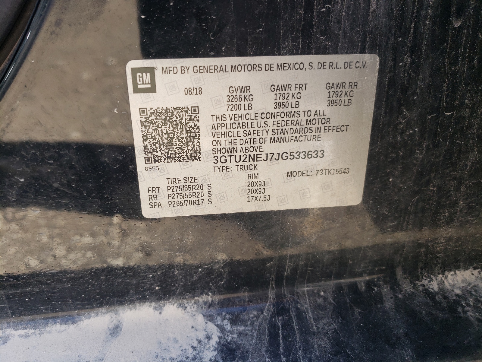 3GTU2NEJ7JG533633 2018 GMC Sierra K1500 Slt