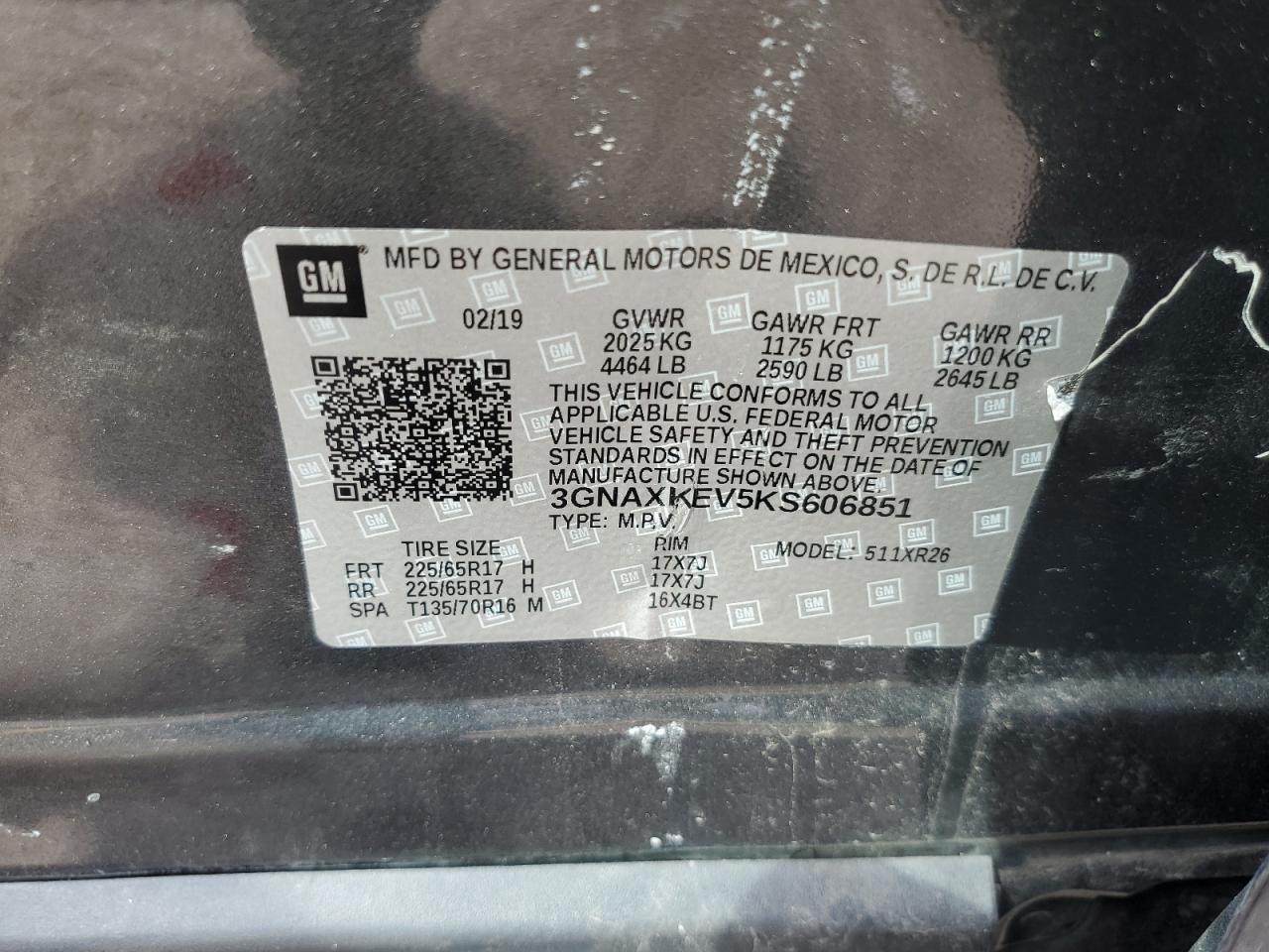 3GNAXKEV5KS606851 2019 CHEVROLET EQUINOX - Image 14