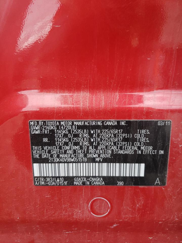 2011 Toyota Rav4 Limited VIN: 2T3DK4DV9BW051519 Lot: 58508004