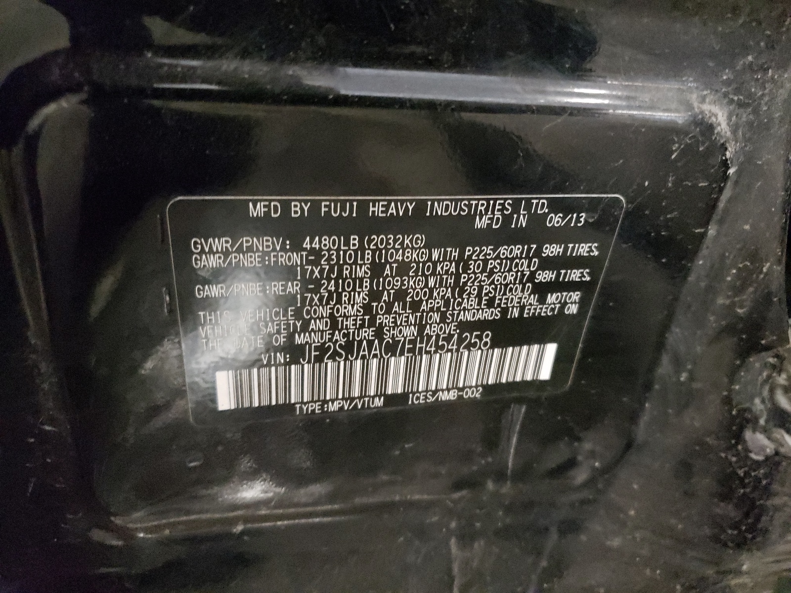 JF2SJAAC7EH454258 2014 Subaru Forester 2.5I