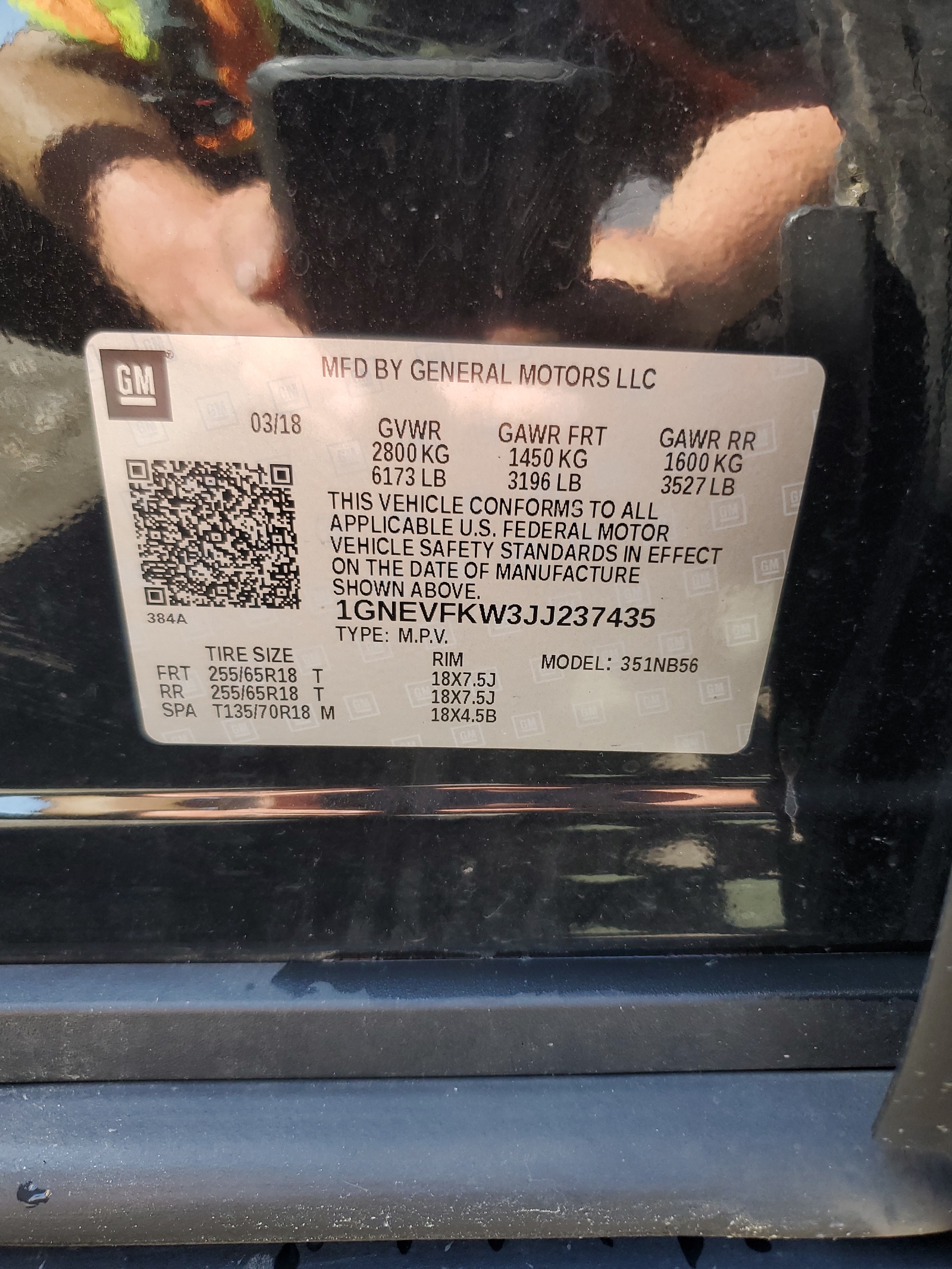 1GNEVFKW3JJ237435 2018 Chevrolet Traverse Ls