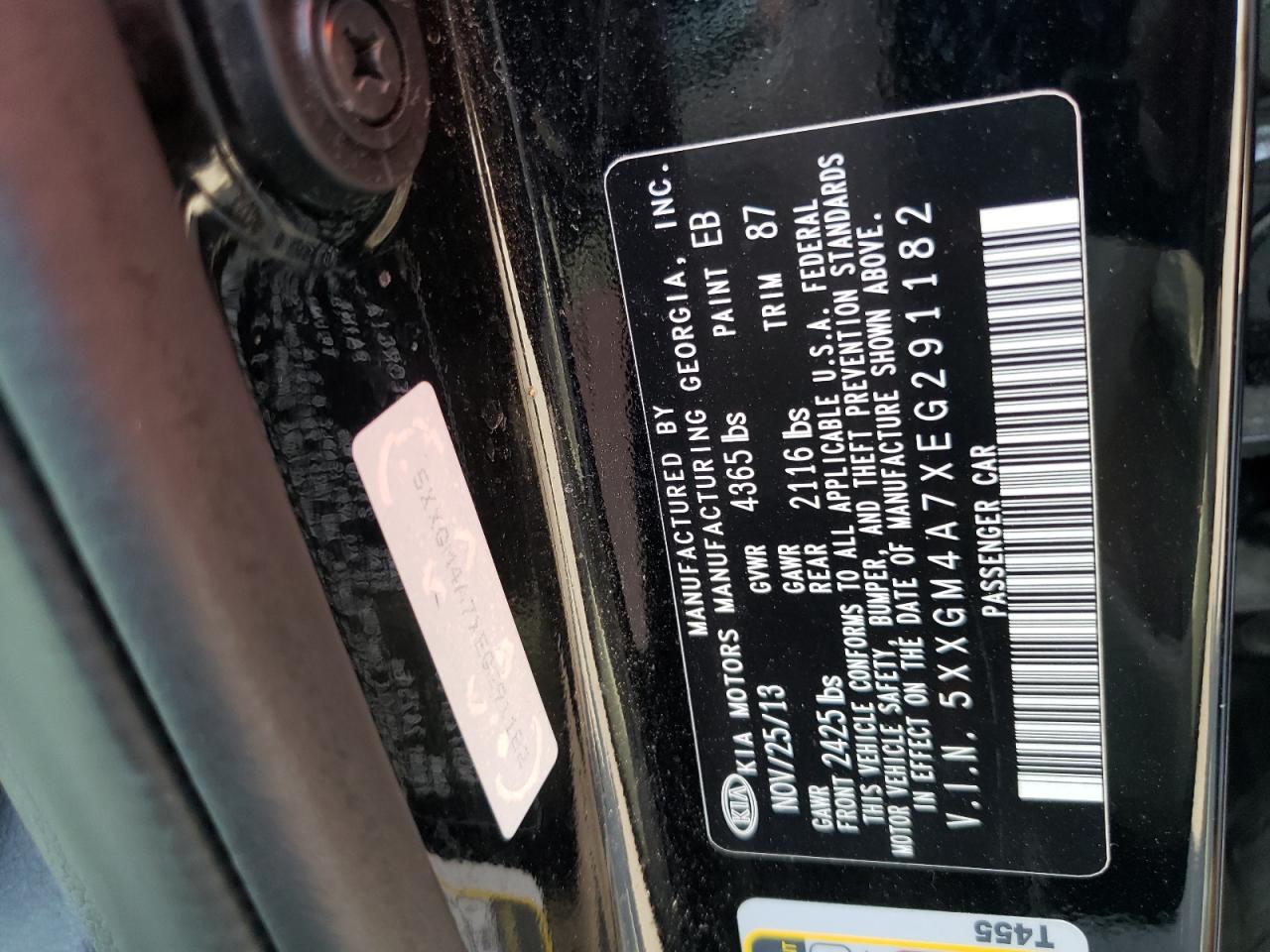 2014 Kia Optima Lx VIN: 5XXGM4A7XEG291182 Lot: 57758794