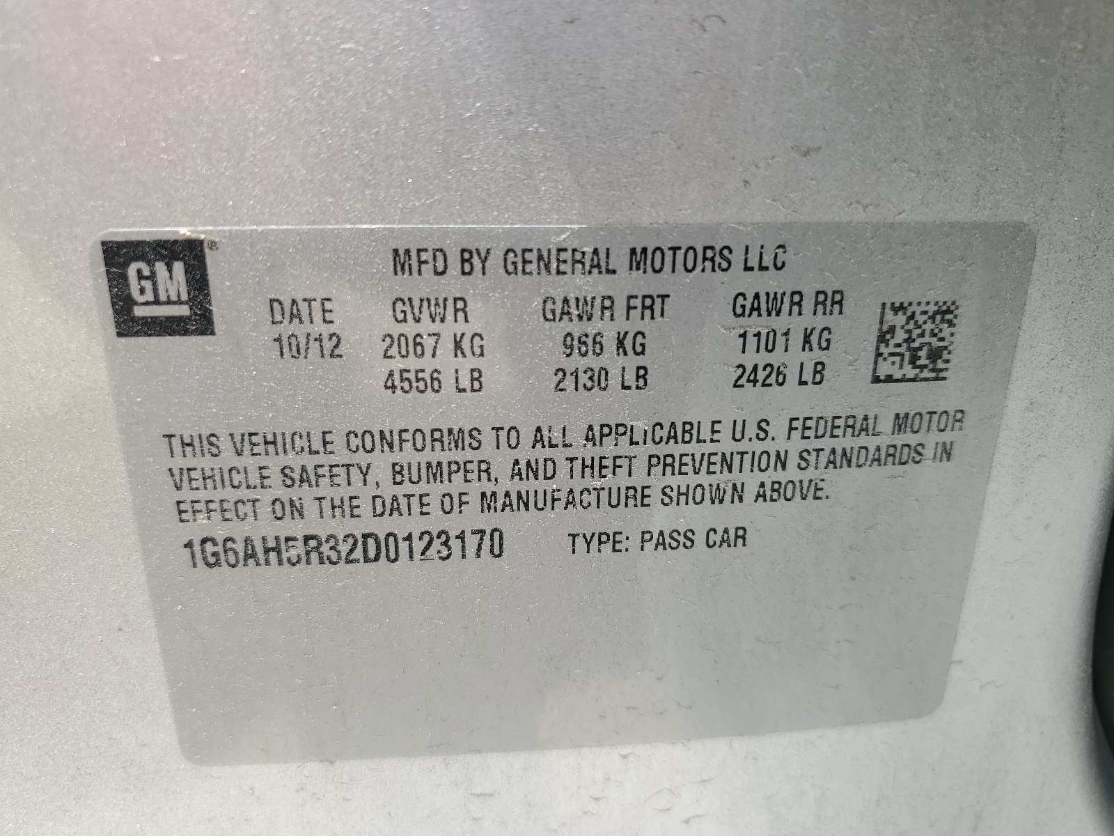 1G6AH5R32D0123170 2013 Cadillac Ats Luxury