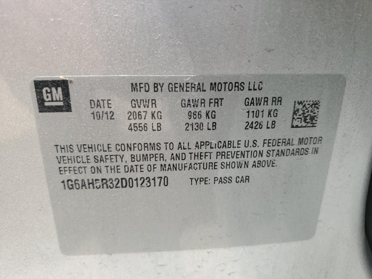 2013 Cadillac Ats Luxury VIN: 1G6AH5R32D0123170 Lot: 57460344