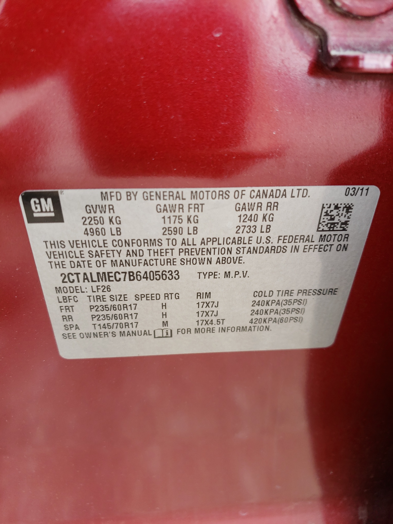 2CTALMEC7B6405633 2011 GMC Terrain Sle