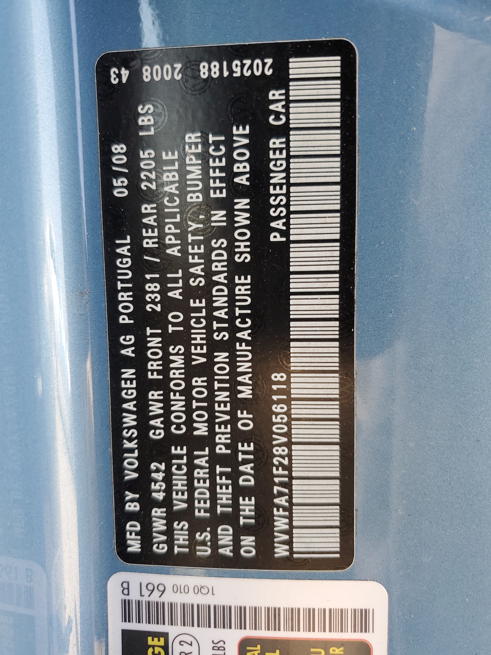 WVWFA71F28V056118 2008 Volkswagen Eos Lux