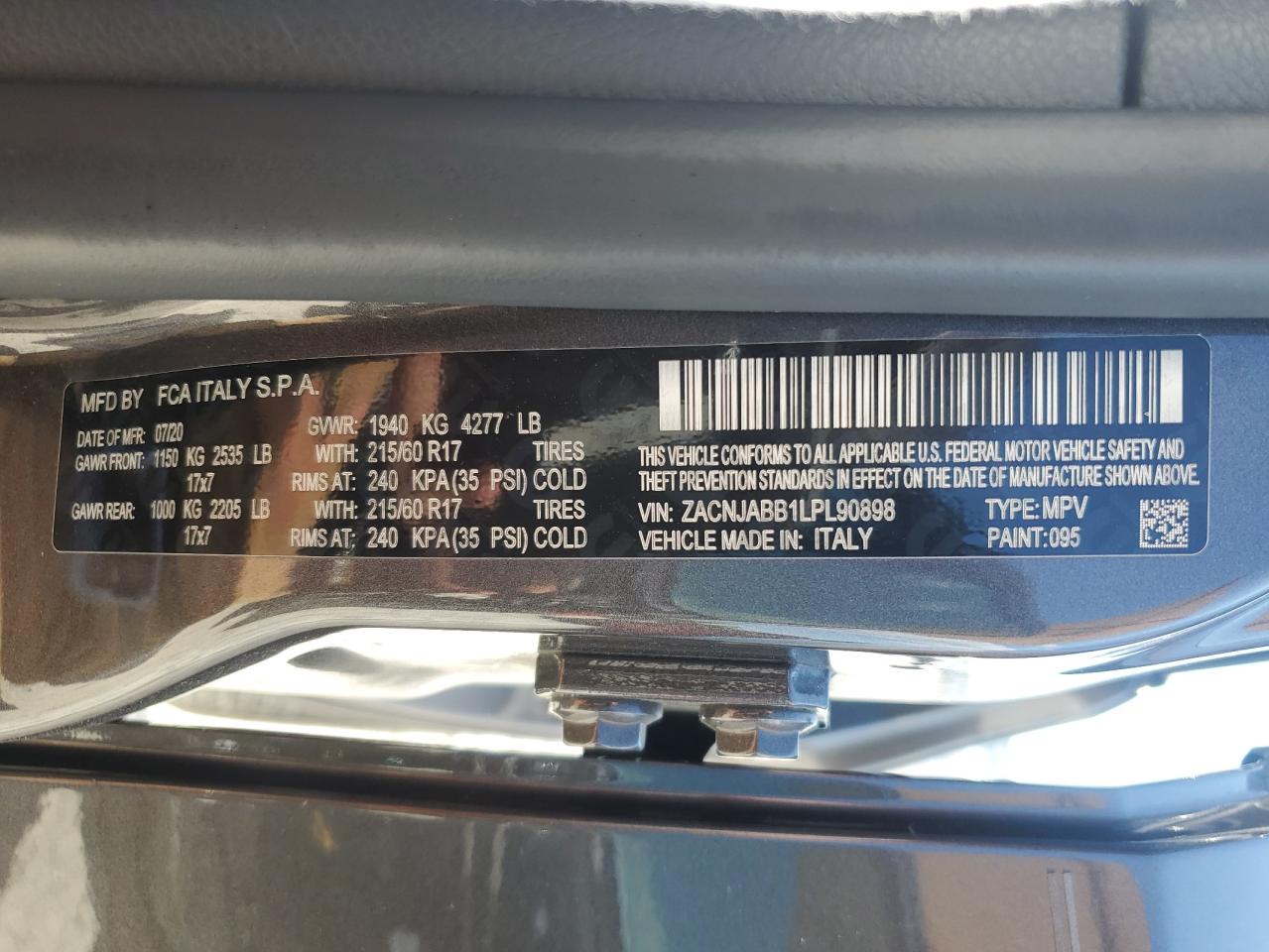 2020 Jeep Renegade Latitude VIN: ZACNJABB1LPL90898 Lot: 58232524