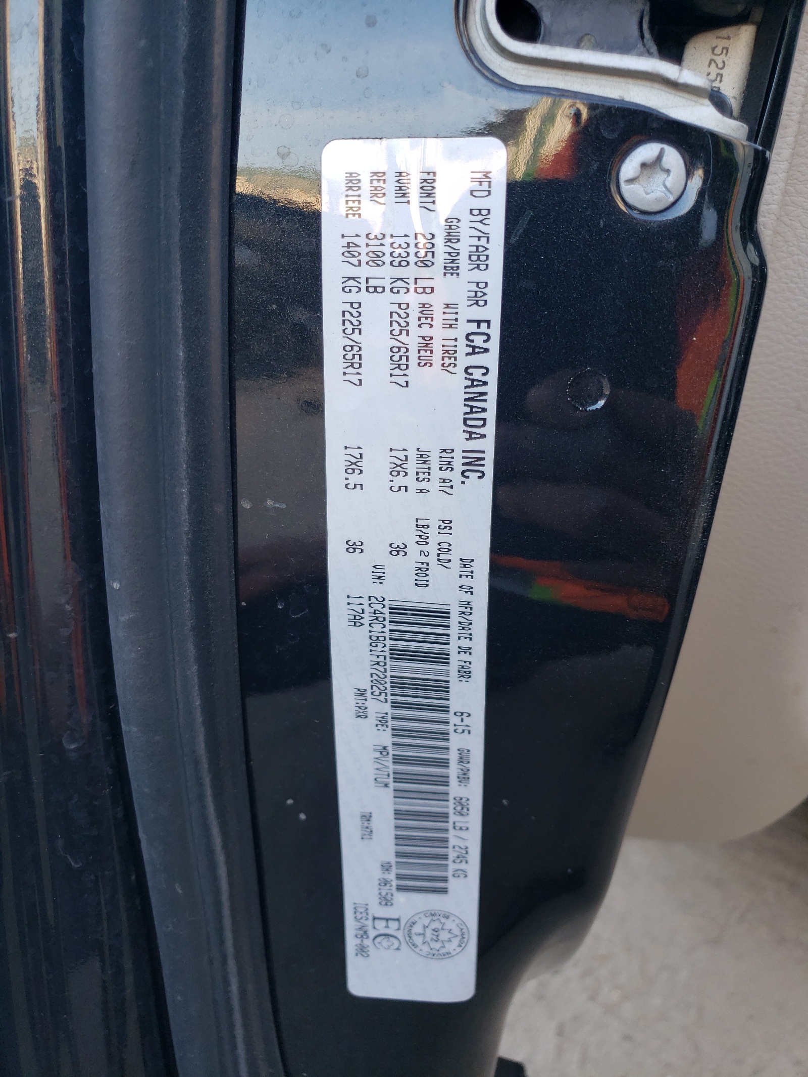 2C4RC1BG1FR720257 2015 Chrysler Town & Country Touring