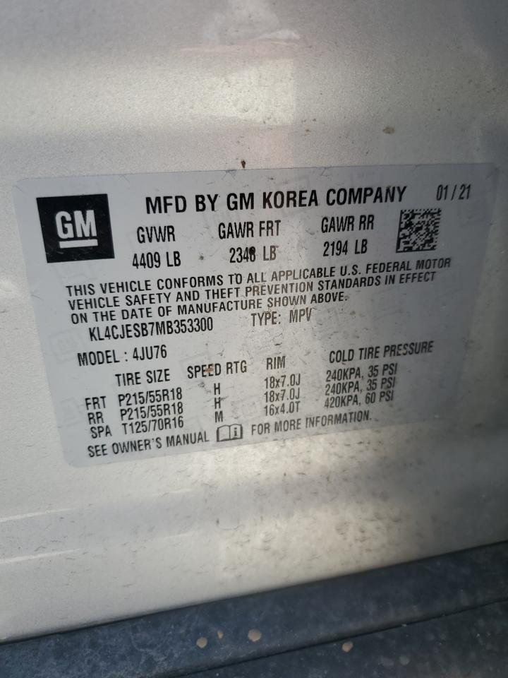 2021 Buick Encore Preferred VIN: KL4CJESB7MB353300 Lot: 57651704