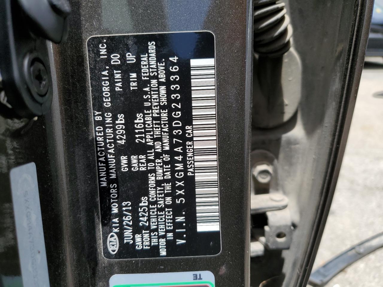 2013 Kia Optima Lx VIN: 5XXGM4A73DG233364 Lot: 60454324