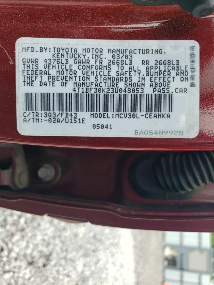 4T1BF30K23U048053 2003 Toyota Camry Le