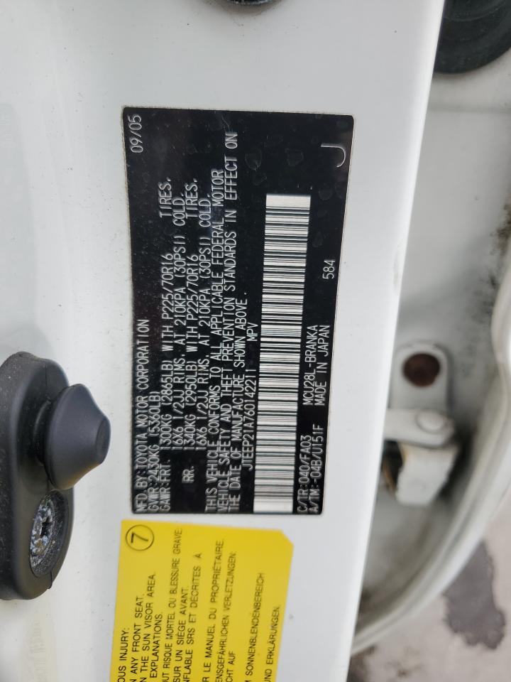 2006 Toyota Highlander Limited VIN: JTEEP21A760142211 Lot: 60388424