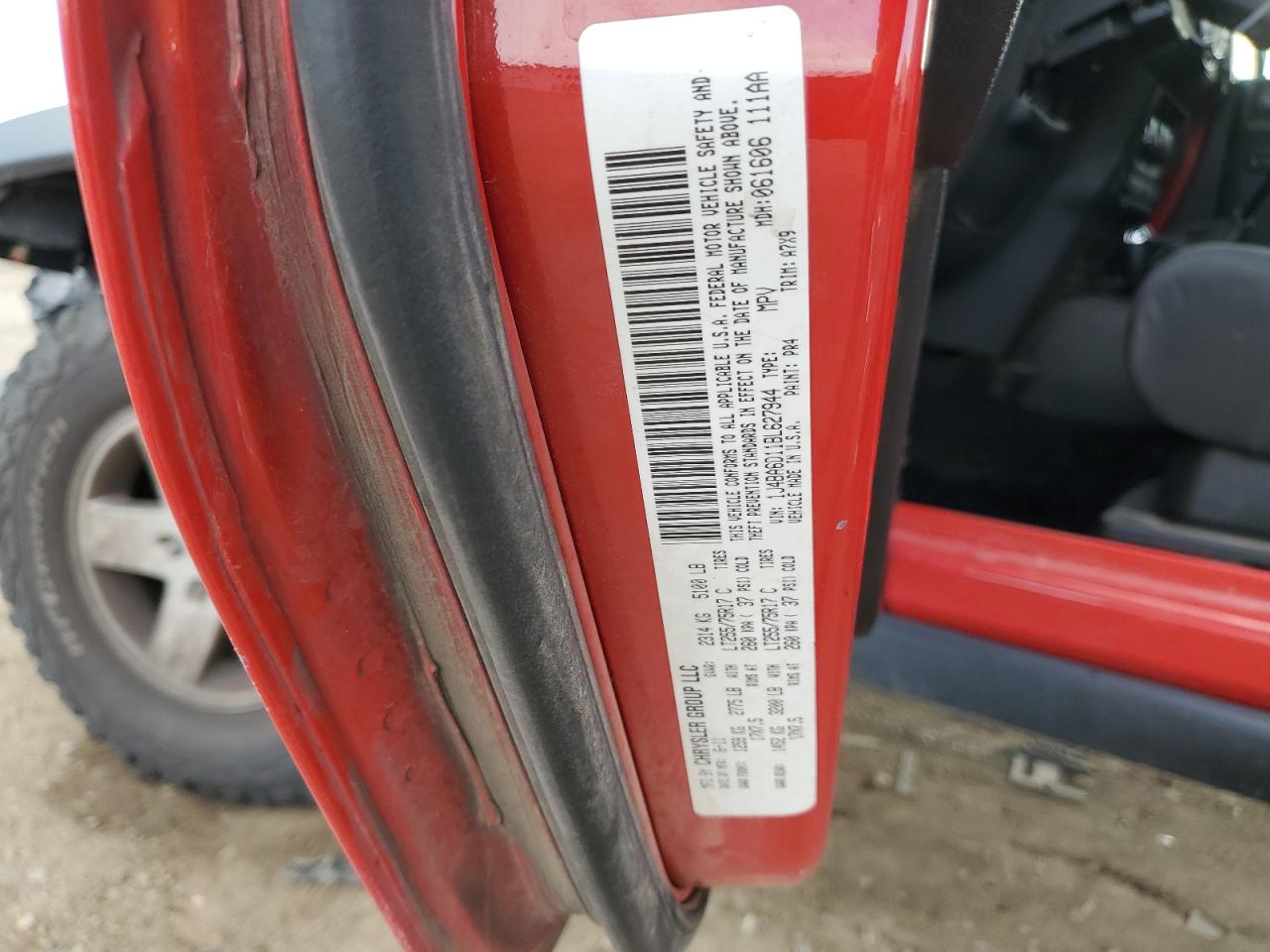 2011 Jeep Wrangler Rubicon VIN: 1J4BA6D11BL627944 Lot: 57783244