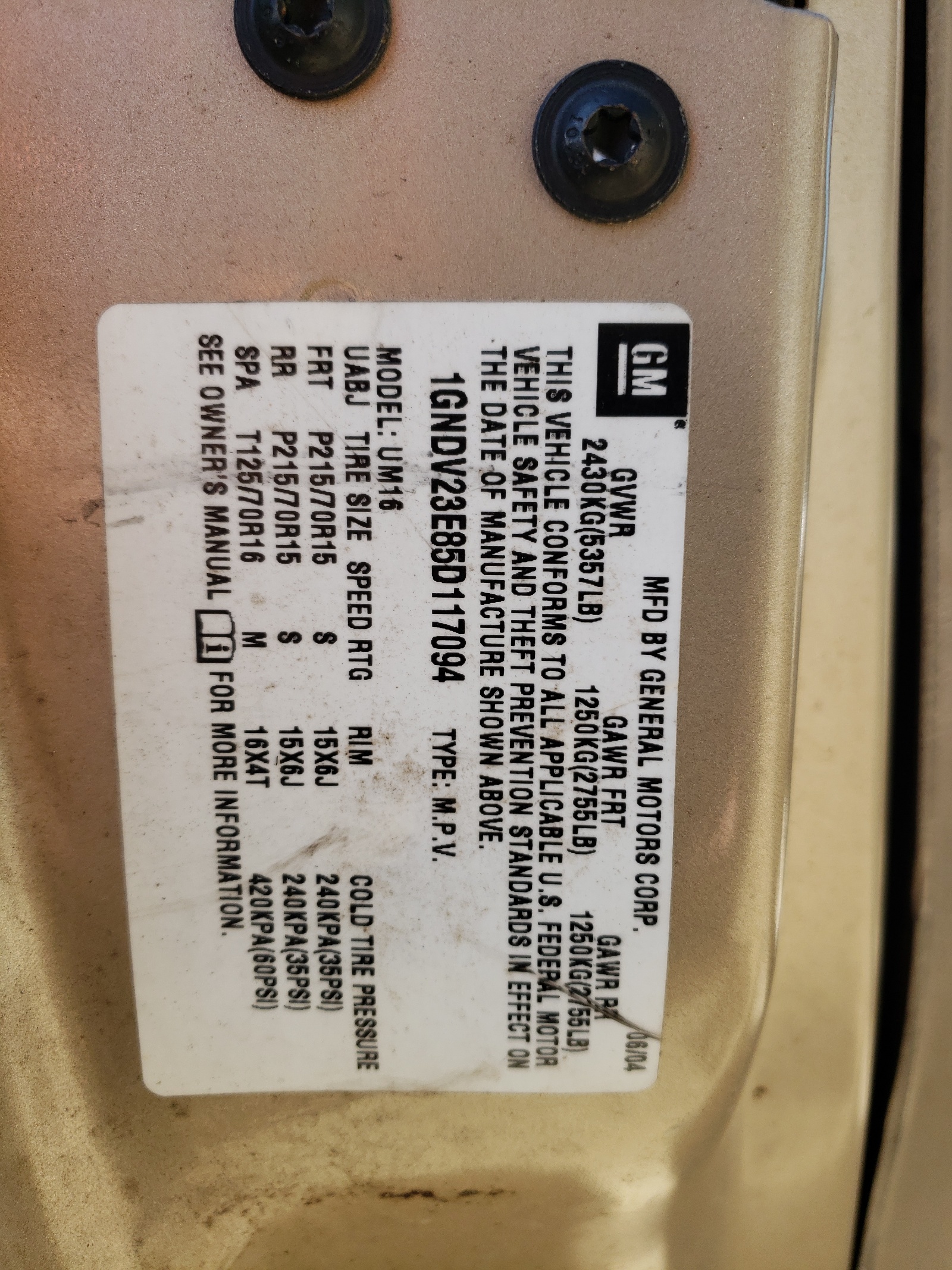 1GNDV23E85D117094 2005 Chevrolet Venture Ls