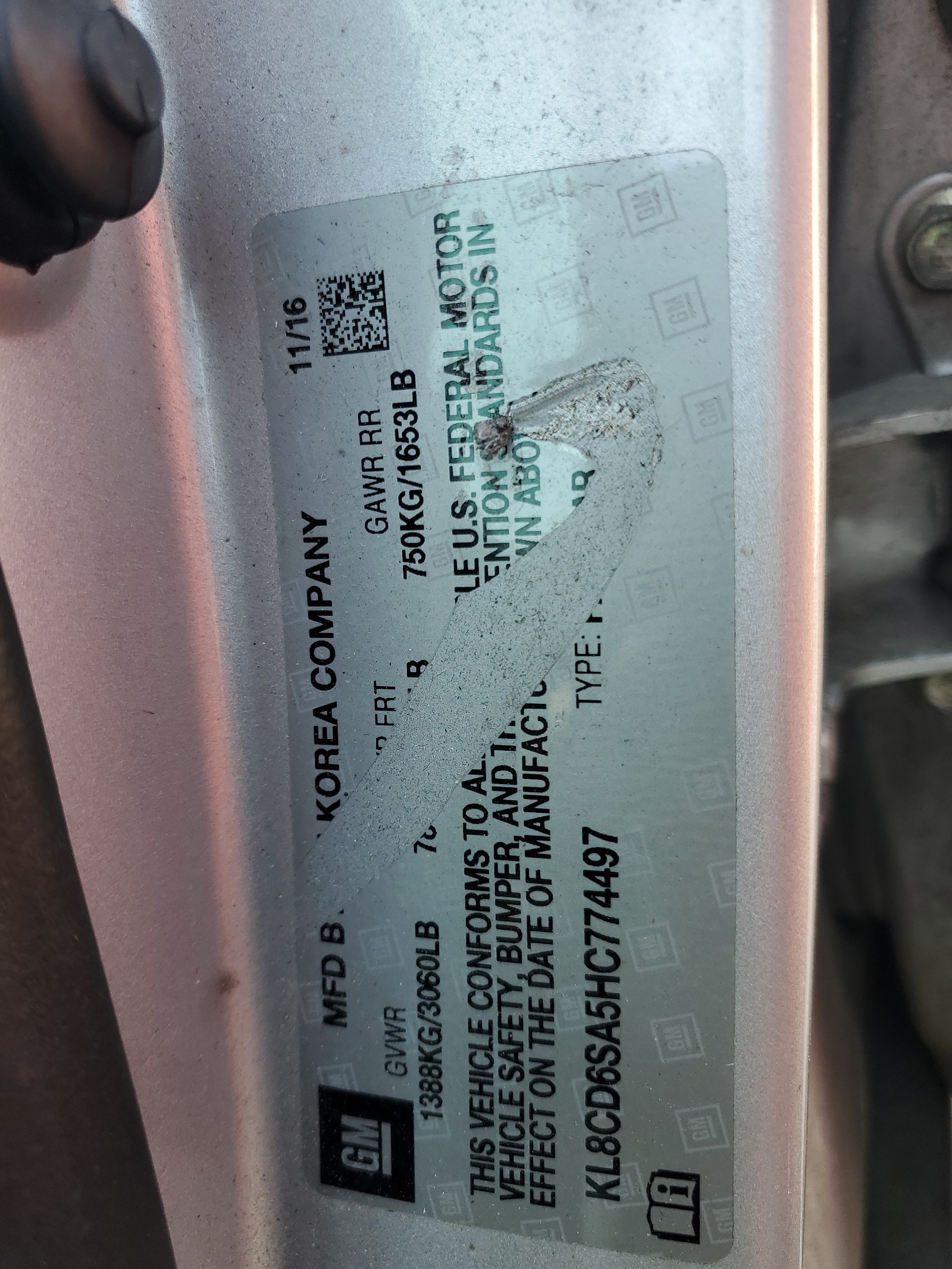 KL8CD6SA5HC774497 2017 Chevrolet Spark 1Lt