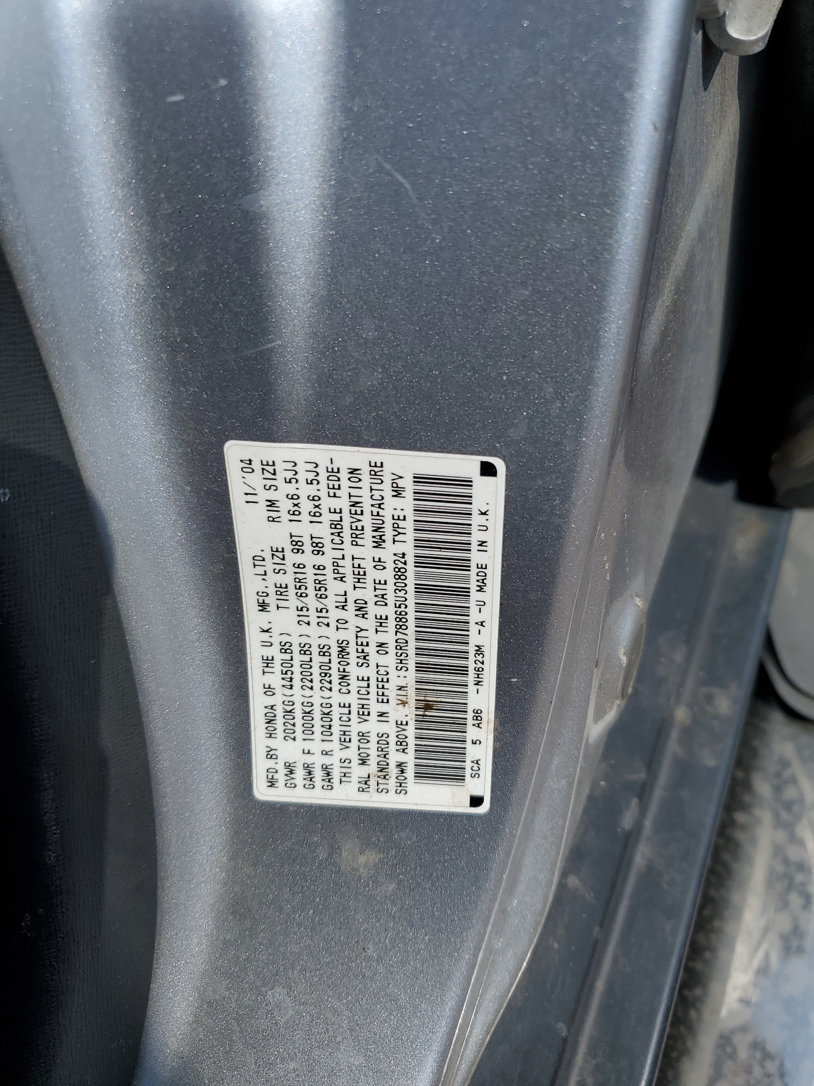 SHSRD78865U308824 2005 Honda Cr-V Ex