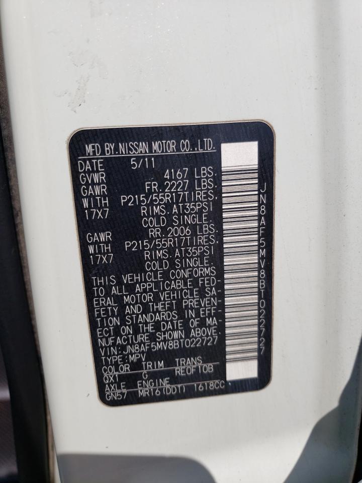 2011 Nissan Juke S VIN: JN8AF5MV8BT022727 Lot: 59615064