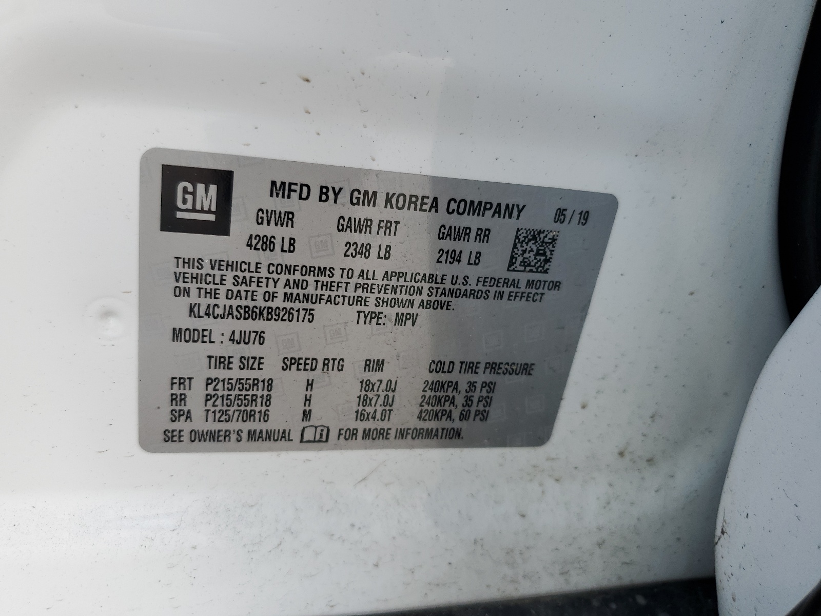 KL4CJASB6KB926175 2019 Buick Encore Preferred